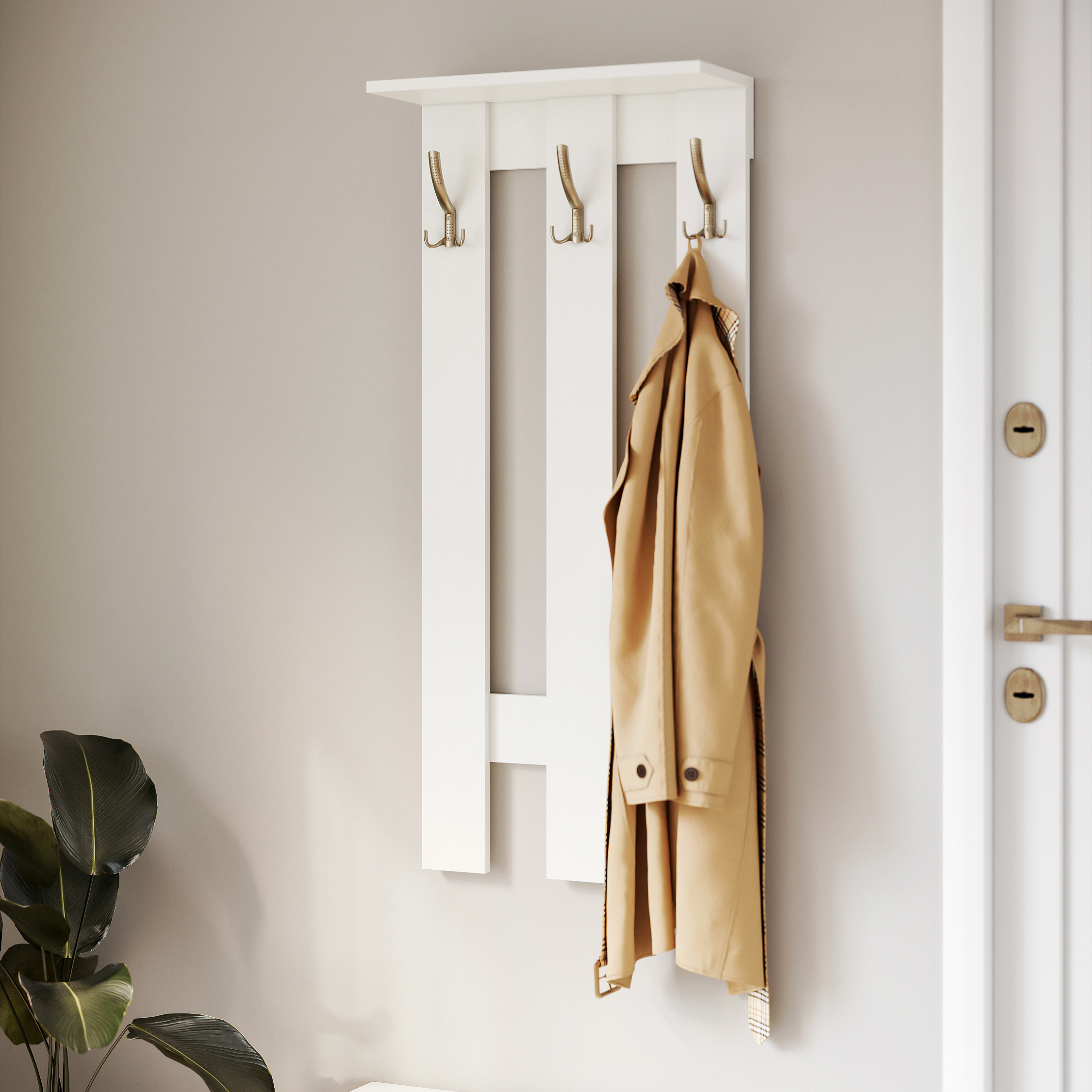 Изображение товара Вешалка Граникум 50x115x50 см 3 крючка цвет белый