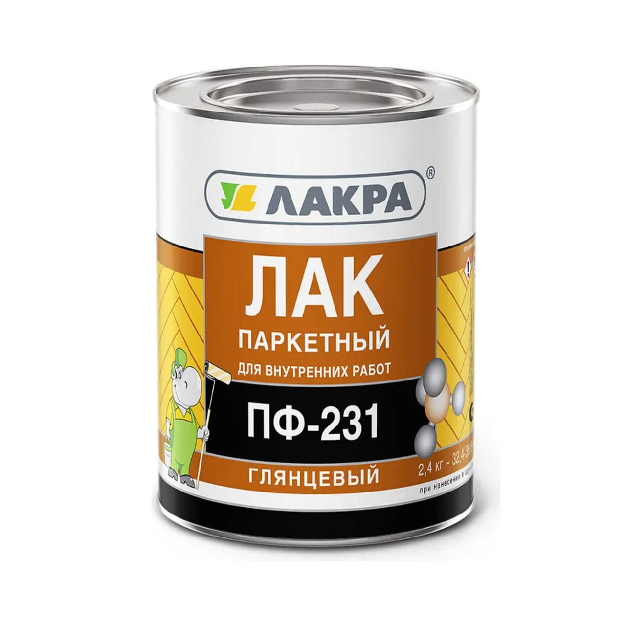 Изображение товара Лак паркетный ЛАКРА ПФ-231 цвет бесцветный 2.4 кг