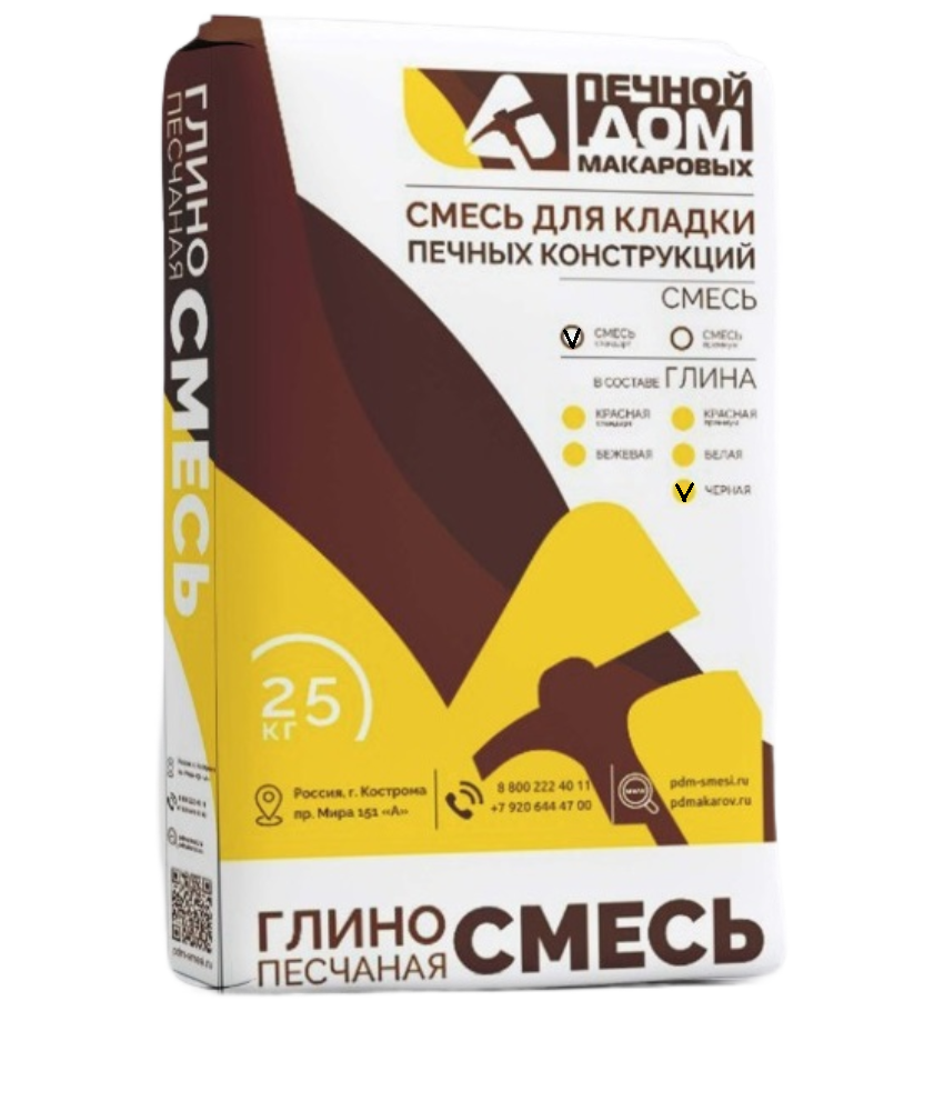 Изображение товара Смесь глино-песчаная Печной Дом Макаровых 25кг черный