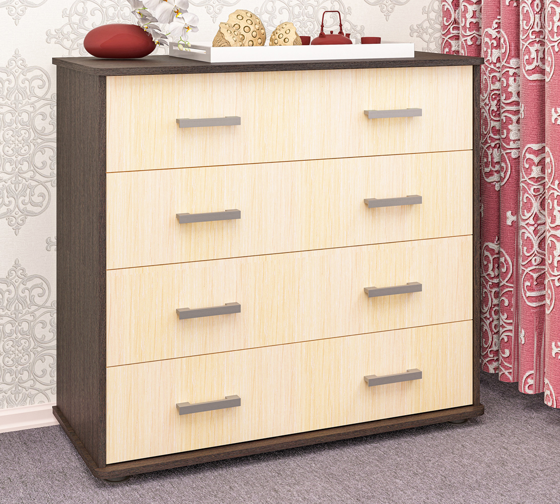 Изображение товара Комод Пирамида К-2 в/мол 4 ящика 101x45x92 см ЛДСП цвет венге