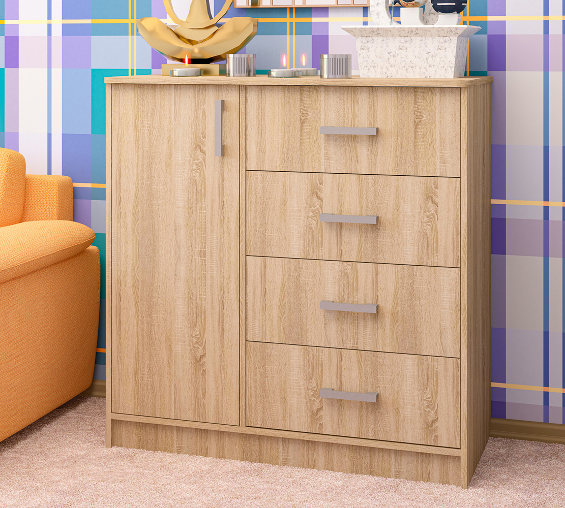 Изображение товара Комод Пирамида К-9 сон 4 ящика бежевый для спальни современная мебель Россия