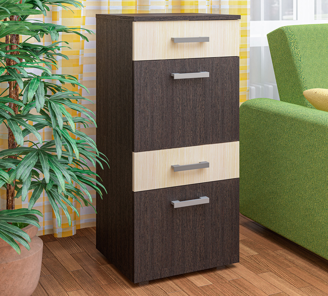 Изображение товара Тумба напольная Пирамида 45x100x40 см ЛДСП 2 ящика цвет венге/дуб сонома