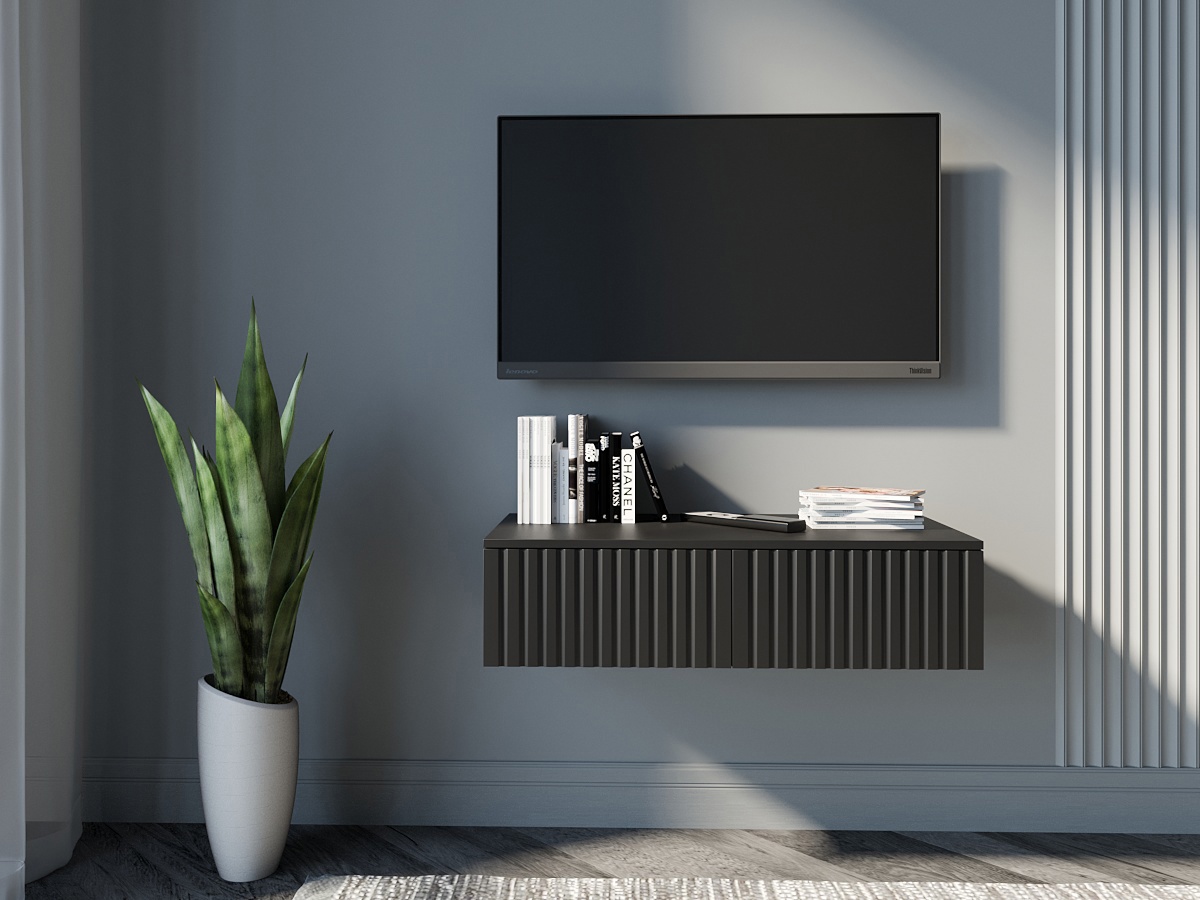 Изображение товара Тумба под телевизор Storys Сити Николь 110x18x34 см ЛДСП цвет черный