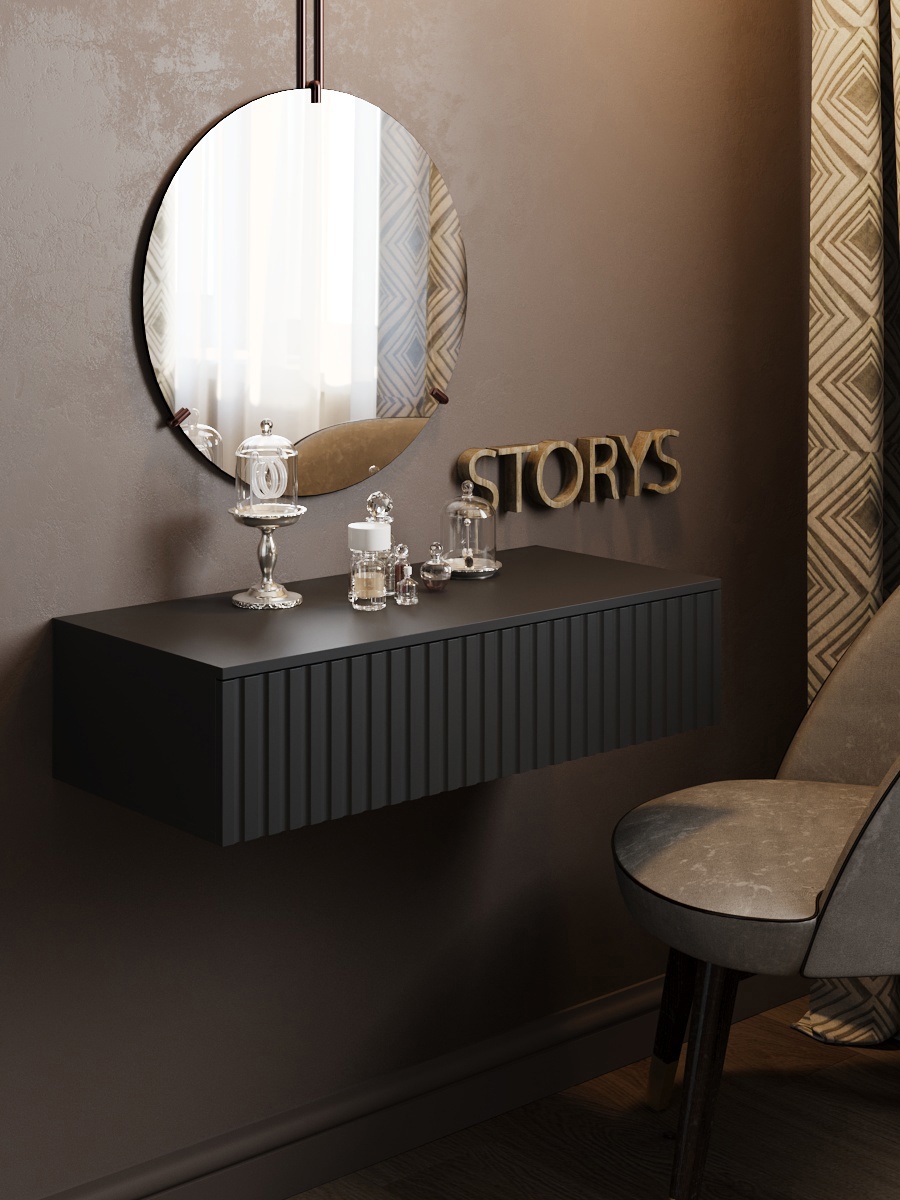 Изображение товара Консоль подвесная STORYS Николь 75x18x34 см черная ЛДСП