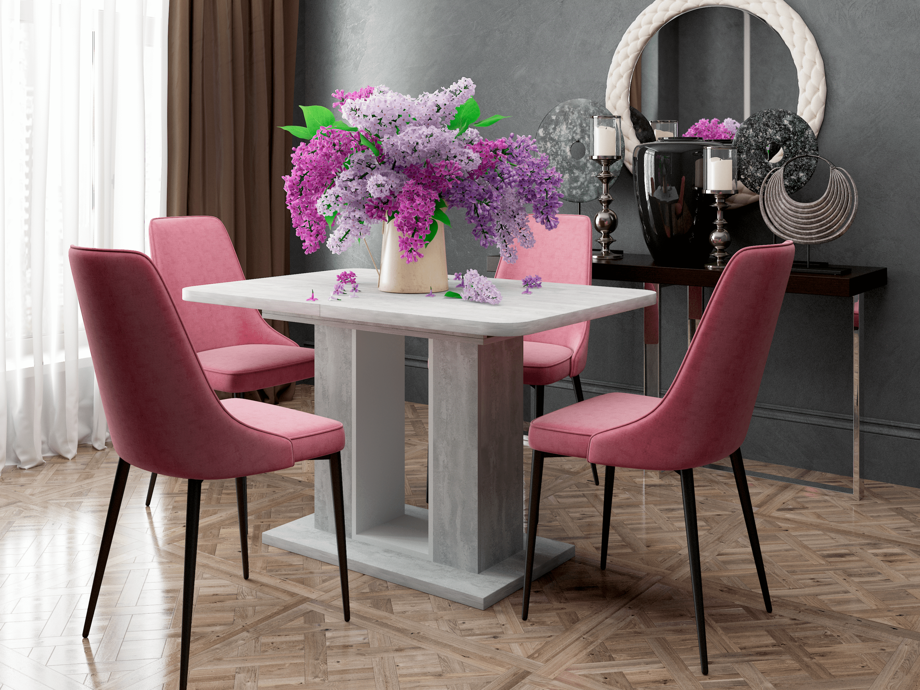 Изображение товара Кухонный раздвижной стол Тоскана 120x80 см из ЛДСП цвет бетон стиль лофт