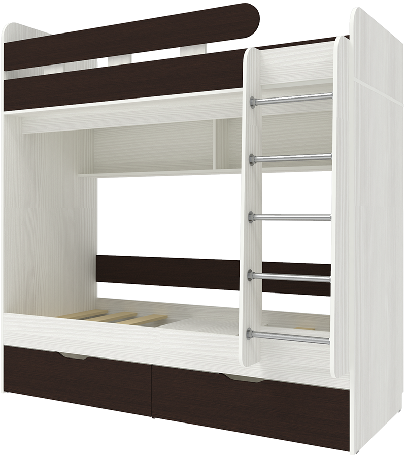 Изображение товара Кровать Кариви Юниор 5 двухъярусная с ящиками и полкой 163x201 см