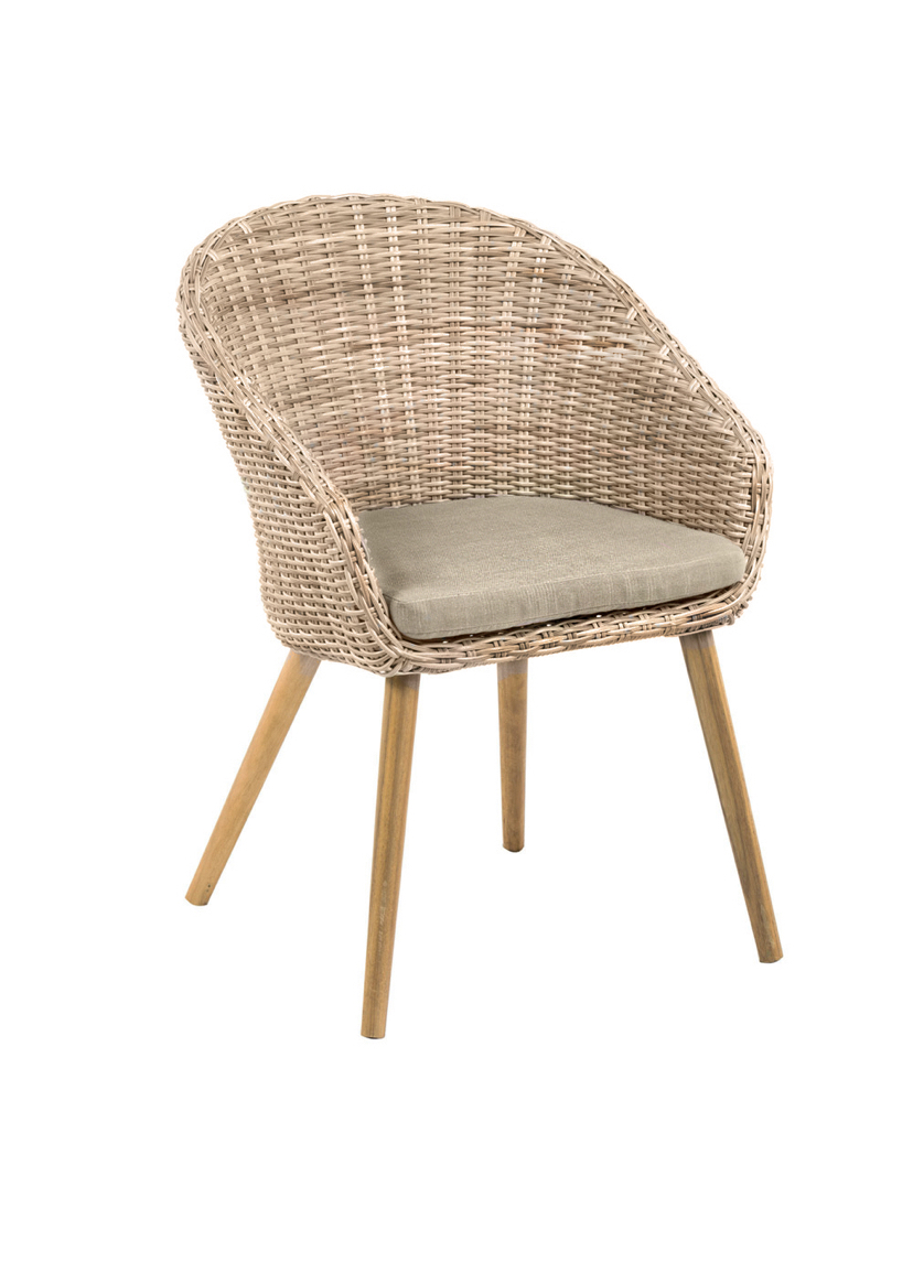 Изображение товара Кресло садовое Azzura Mira из искусственного ротанга с съемными ножками 59x62x85 см