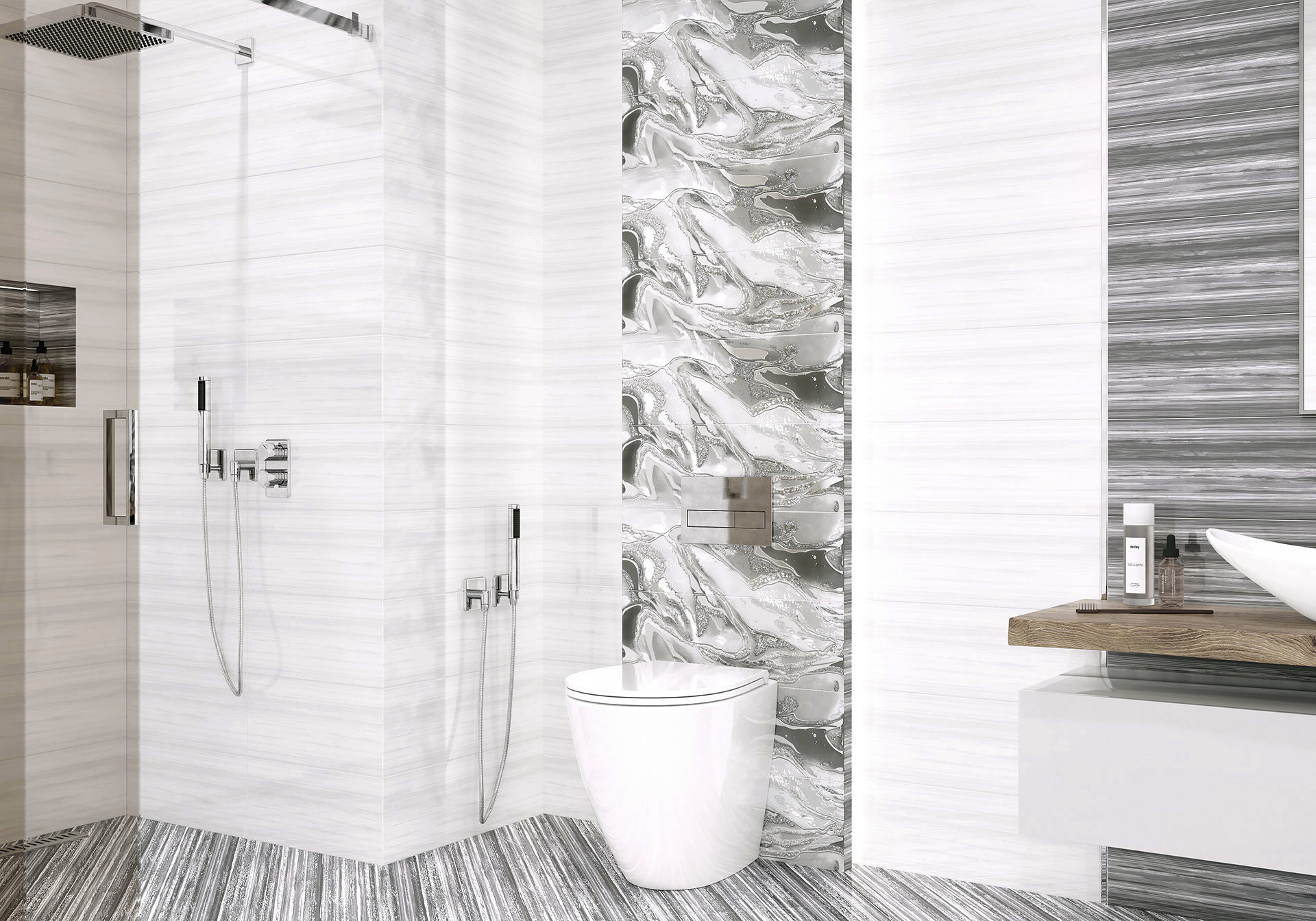 Изображение товара Керамическая настенная плитка Alma Ceramica Tokio 20x60 см белая глянцевая