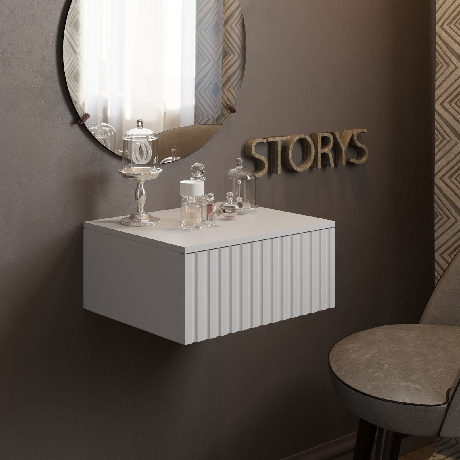 Изображение товара Консоль подвесная Storys Сити 50x18x34 см МДФ для прихожей стильная и практическая