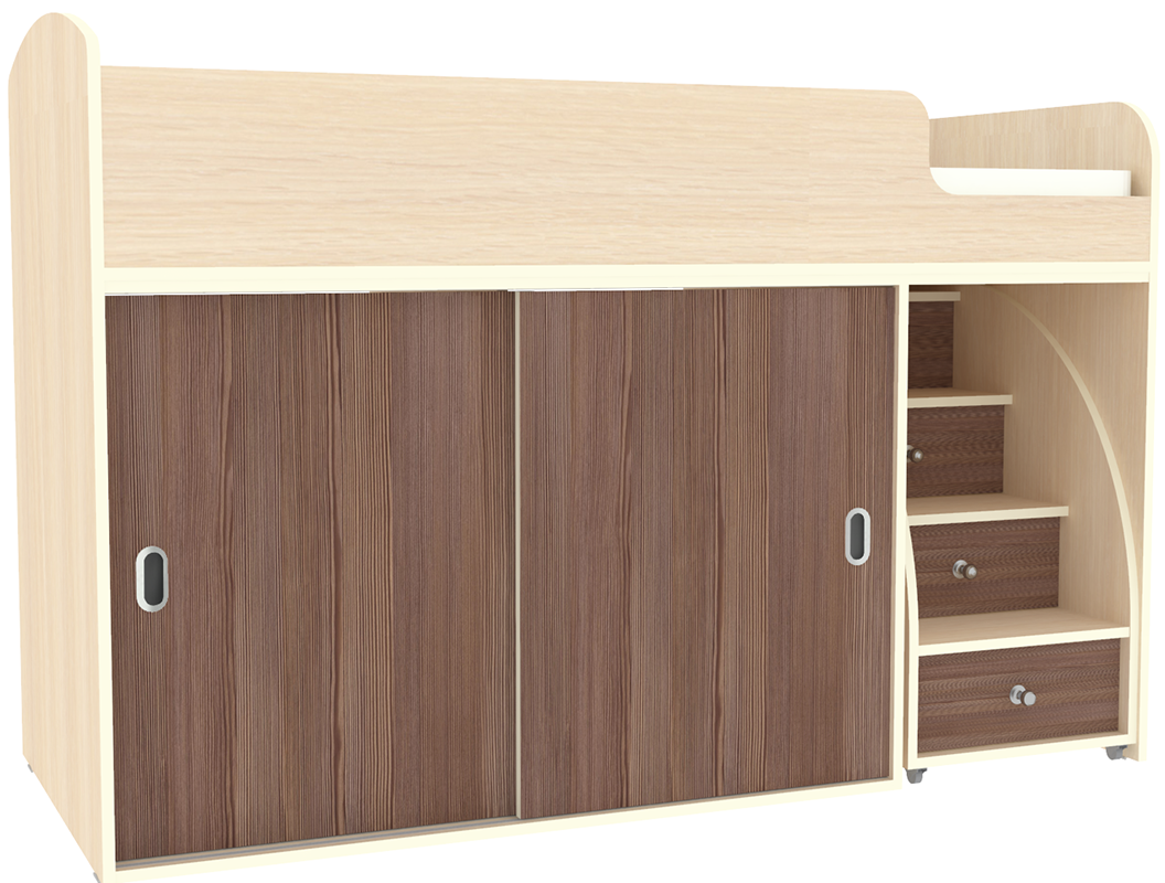 Изображение товара Кровать Кариви Малыш купе 164x110x74 см ЛДСП цвет дуб молочный/бодега темный