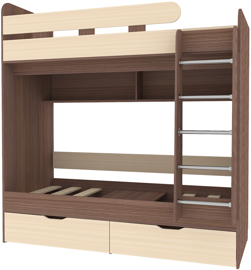 Изображение товара Детская двухъярусная кровать Кариви Юниор 5 из ЛДСП, безопасная и функциональная мебель для детей