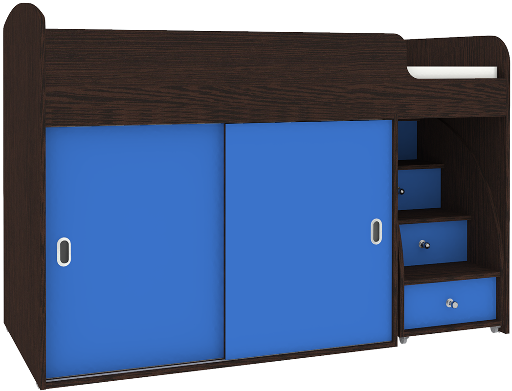 Изображение товара Кровать Кариви Малыш купе 164x110x74 см ЛДСП цвет венге/светло-голубой