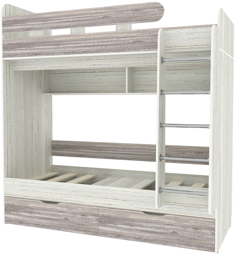 Изображение товара Кровать Кариви Юниор 5 двухъярусная кровать с ящиками и полками Россия