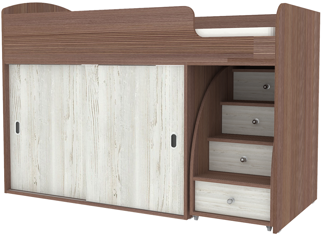 Изображение товара Кровать Кариви Малыш купе 00058-03-30-00 164x110x74 см ЛДСП цвет бодега темный/винтерберг