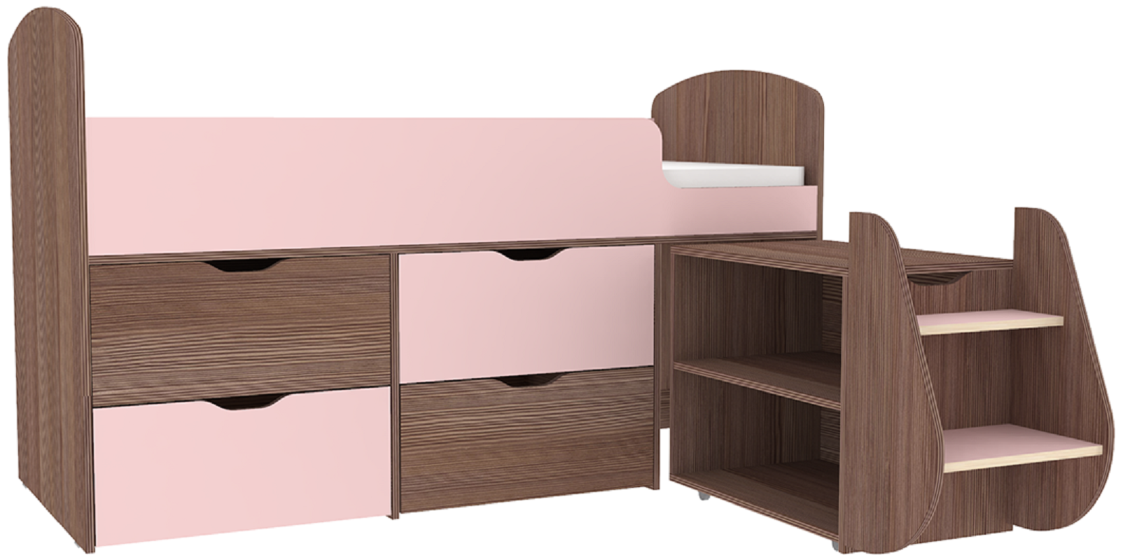 Изображение товара Детская кровать Кариви Малыш 7 164x101 см с ящиками розовая