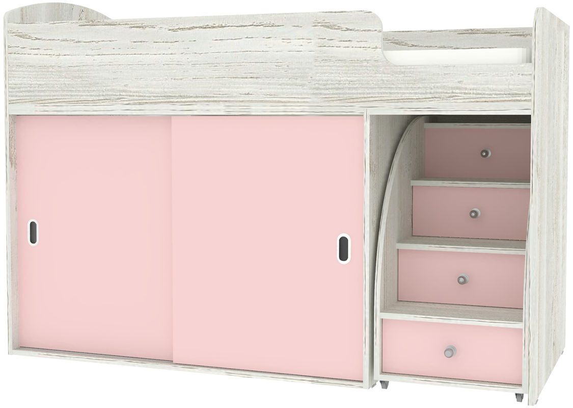 Изображение товара Кровать Кариви Малыш купе 00058-30-23-00 164x110x74 см ЛДСП цвет розовый/винтерберг
