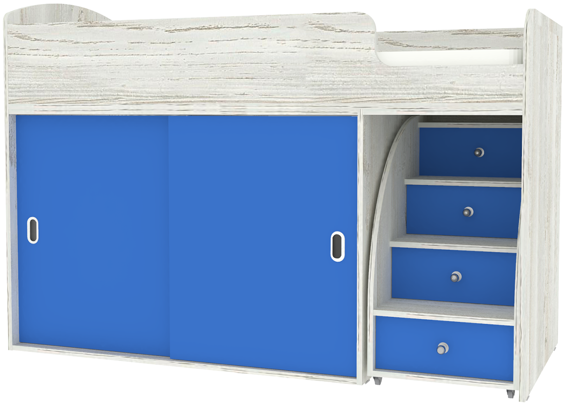 Изображение товара Кровать Кариви Малыш купе 00058-30-22-00 164x110x74 см ЛДСП цвет светло-голубой/винтерберг