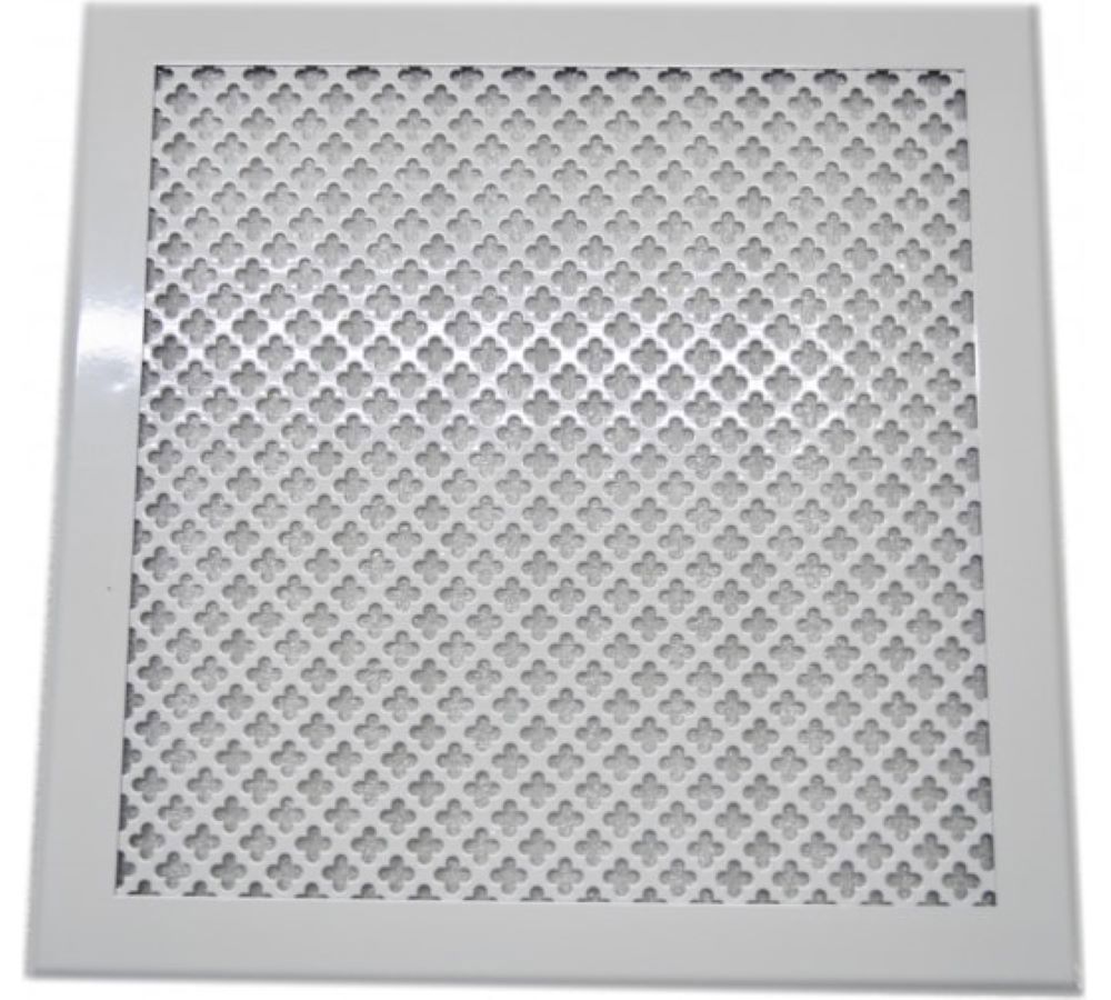 Изображение товара Вентиляционная решетка ШАМРАЙ 300x300 мм сталь перфорация крупный цветок белый