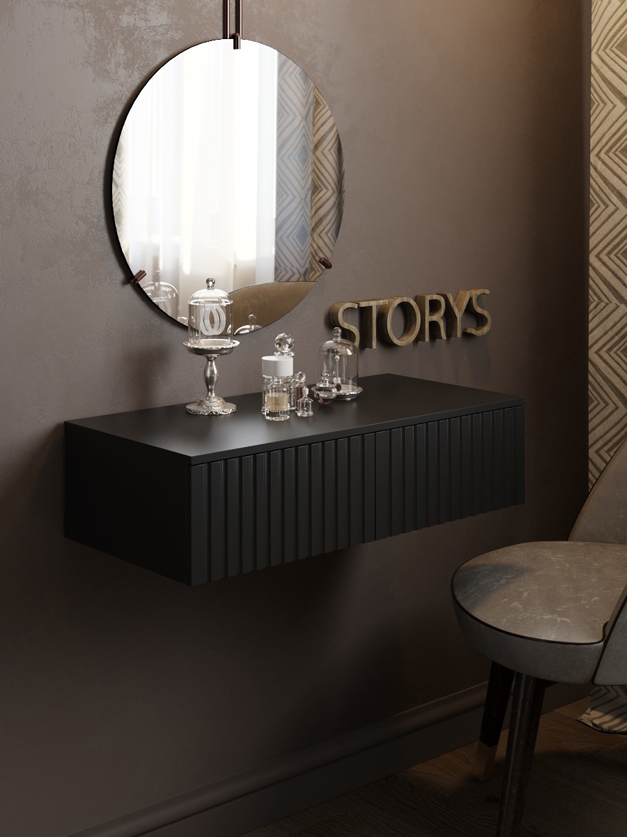 Изображение товара Консоль Storys Сити 110x18x34 см с ящиком для прихожей современной мебели