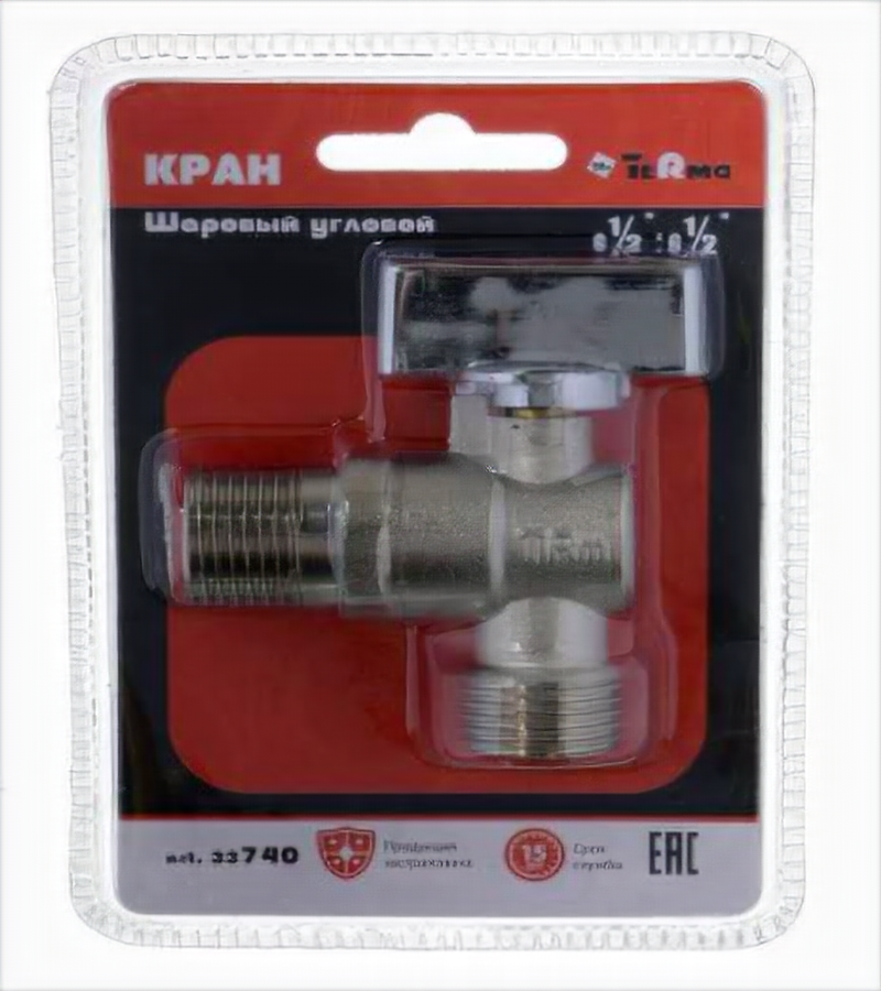 Изображение товара Кран шаровый угловой Terma 1/2"*1/2" 740 Латунь