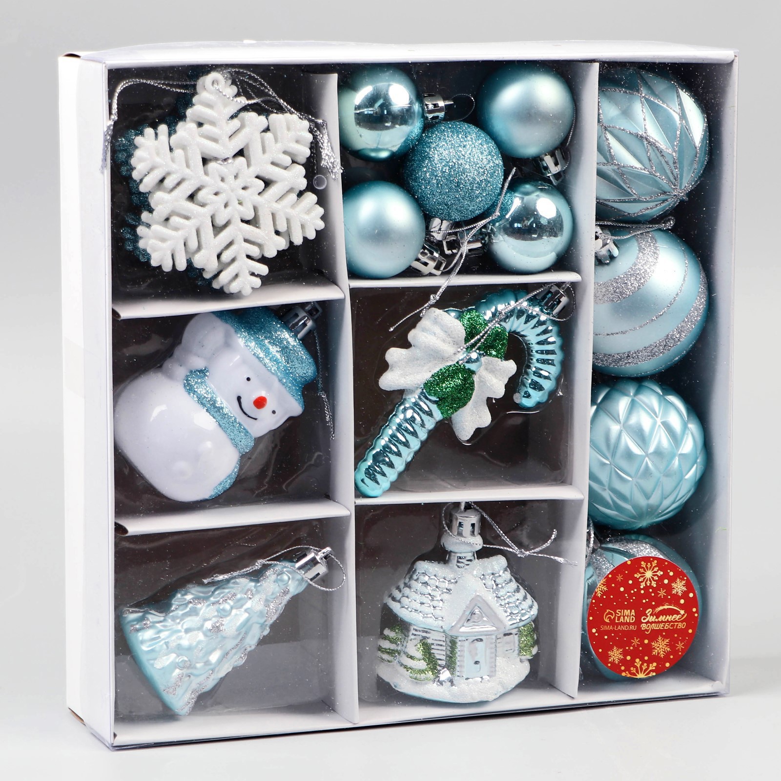 Изображение товара Набор елочных игрушек Праздничный Зимнее волшебство 9510170 цвет синий 20 шт