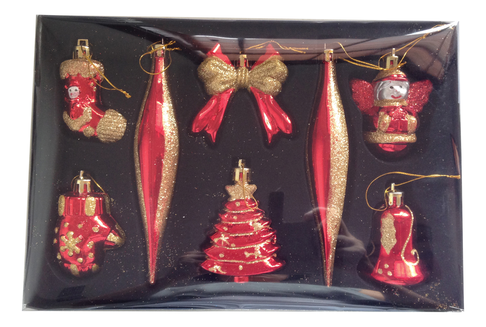 Изображение товара Набор елочных игрушек Hd1508-5129s03 Волшебная страна 001382 6 см х 6 см красный 8 шт