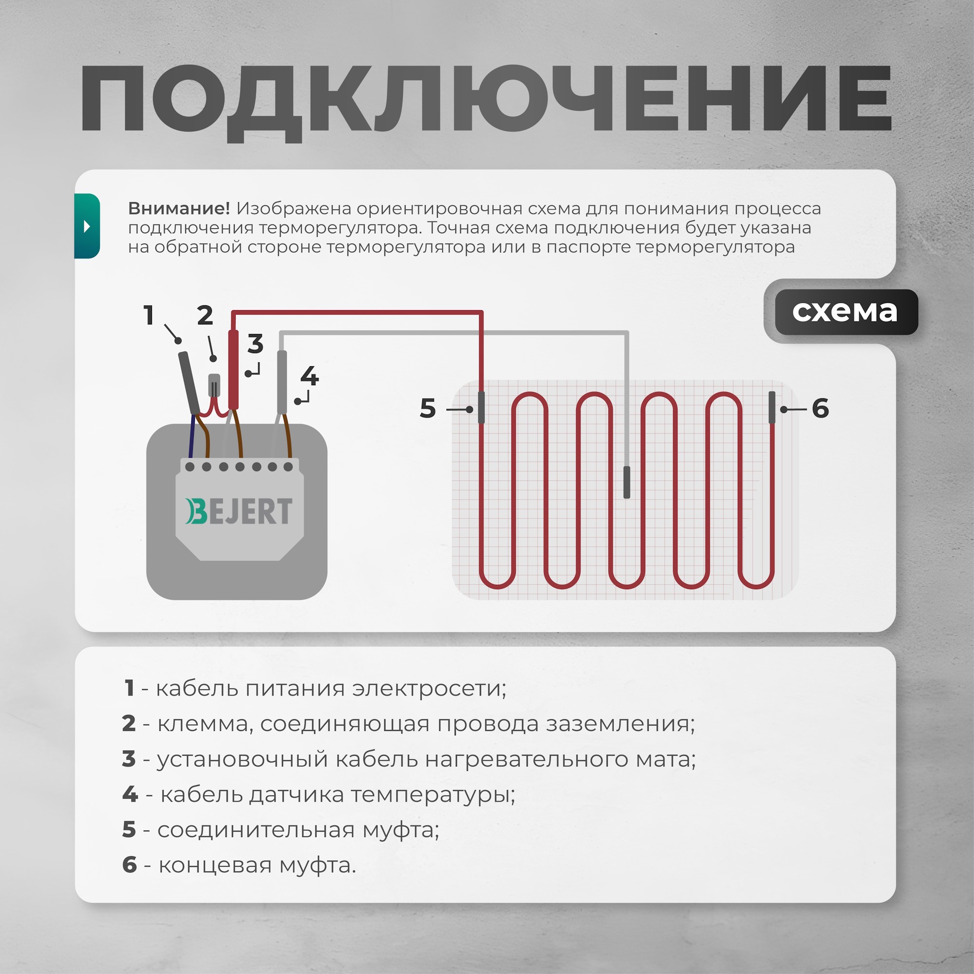 Изображение товара Нагревательный мат для теплого пола Bejert 3 м² 450 Вт с терморегулятором