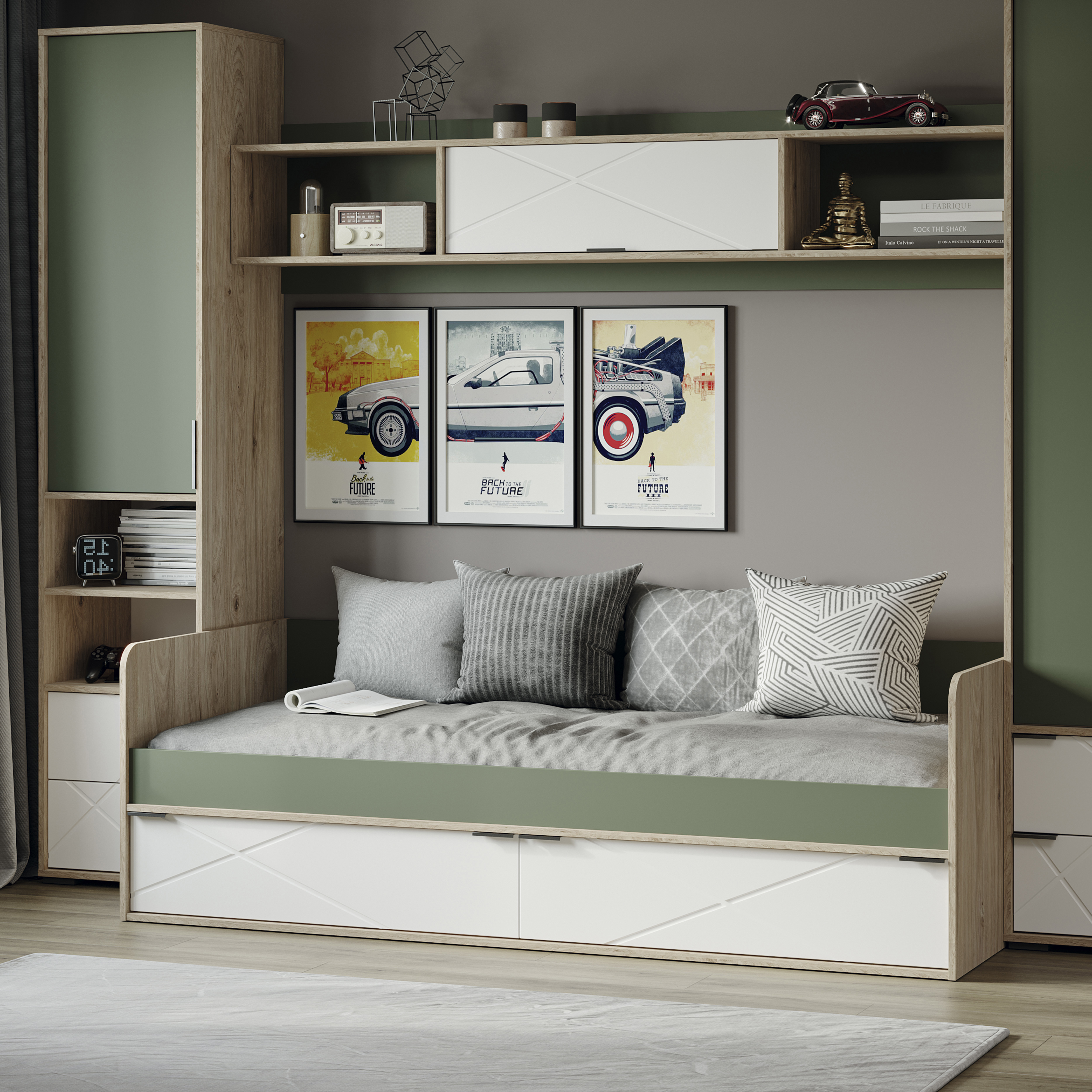 Изображение товара Кровать Трия Лео 203x65x86 см ЛДСП цвет зеленый