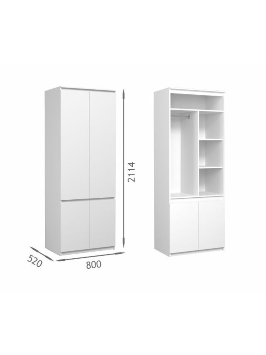 Изображение товара Шкаф распашной Версаль Модерн 80x211.4 см ЛДСП белый