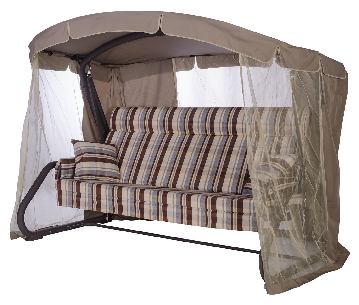 Изображение товара Садовые качели Империя 4 места с регулируемой спинкой и москитной сеткой