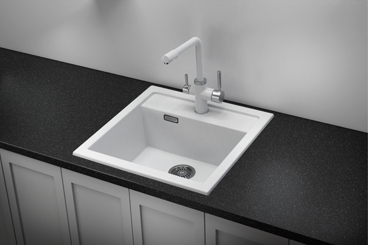 Изображение товара Врезная мойка Granula 5003 51x50.5x18.5 см кварцевый песок цвет белый матовый