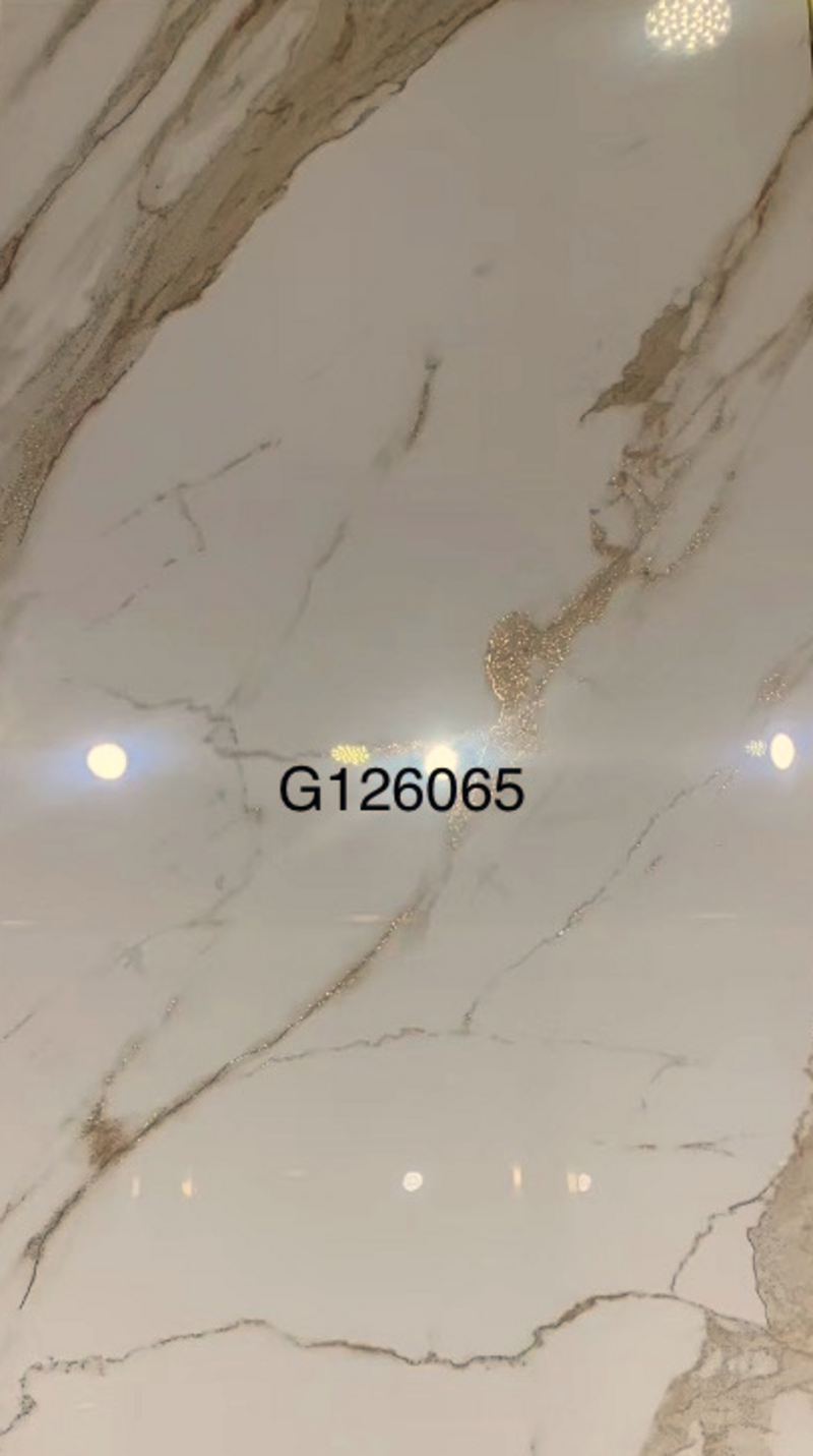 Изображение товара Плитка Zibo fusure Gold ink G126065G 60x120см 1.44 м² цвет белый с золотыми прожилками
