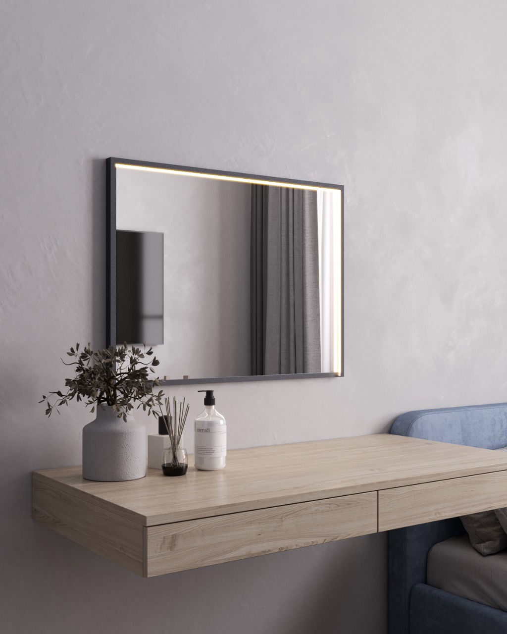 Изображение товара Зеркало с подсветкой DoorMebel LIGHT700500сен, 50x70см с сенсорным выключателем