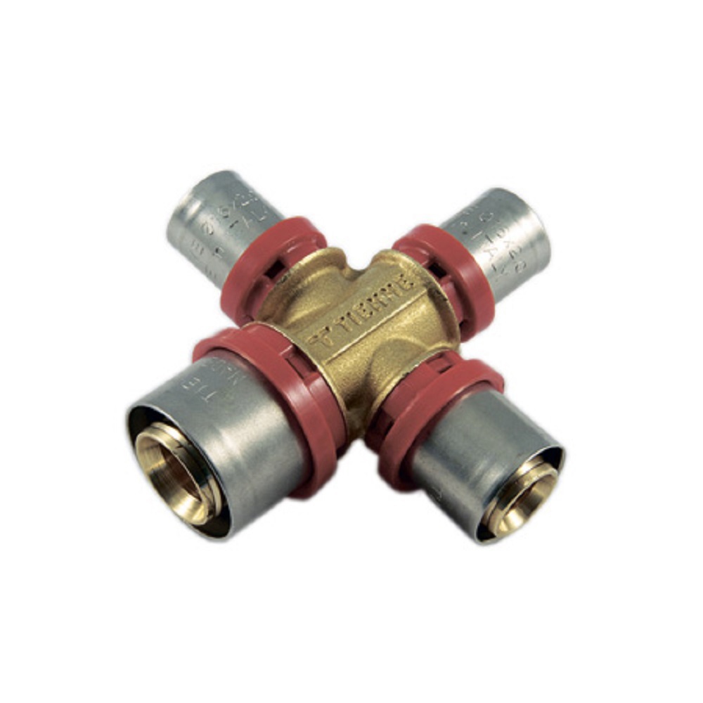 Изображение товара Крестовина Tiemme 20x20x16x16 мм латунь для систем водоснабжения отопления Италия