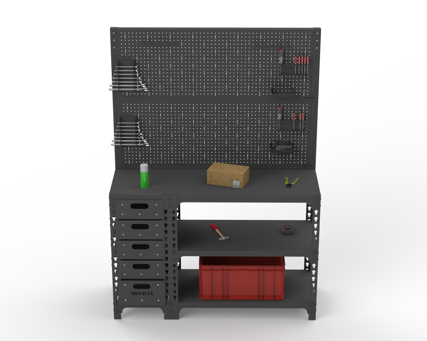 Изображение товара Стол-верстак Metalex 111843 с одной тумбой и аксессуарами 950x1200 мм