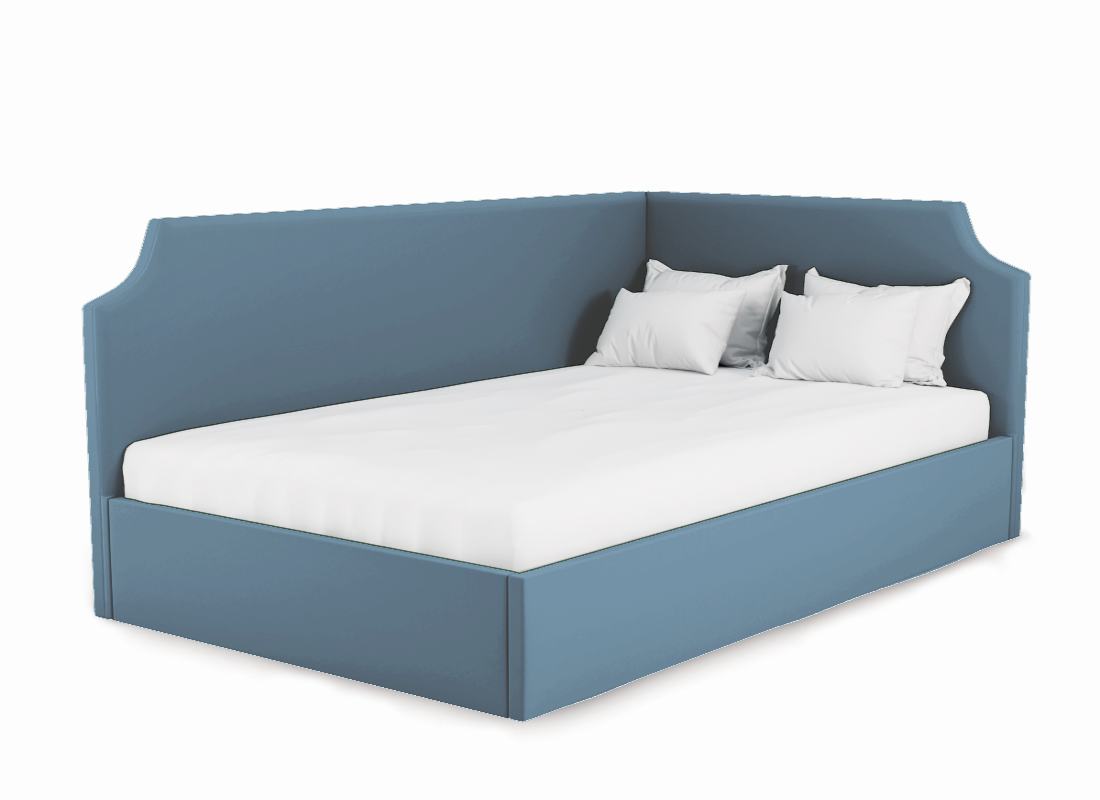 Изображение товара Кровать Джуниор Costa 150x100 см с ящиком и велюром голубой современная модель