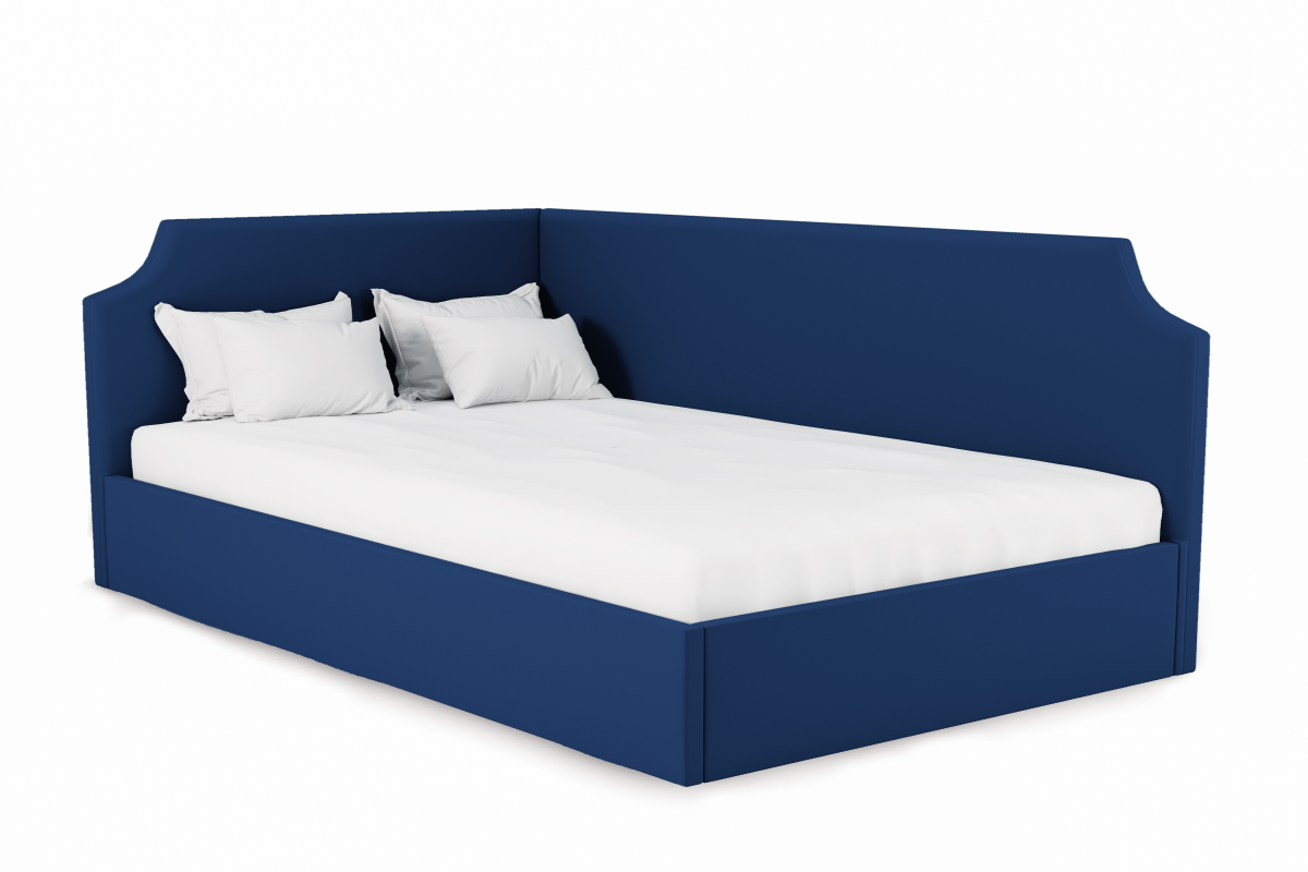 Изображение товара Кровать с подъемным механизмом Costa Джуниор 150x100x213 см левый угол Велюр цвет темно-синий Yun1420L26v