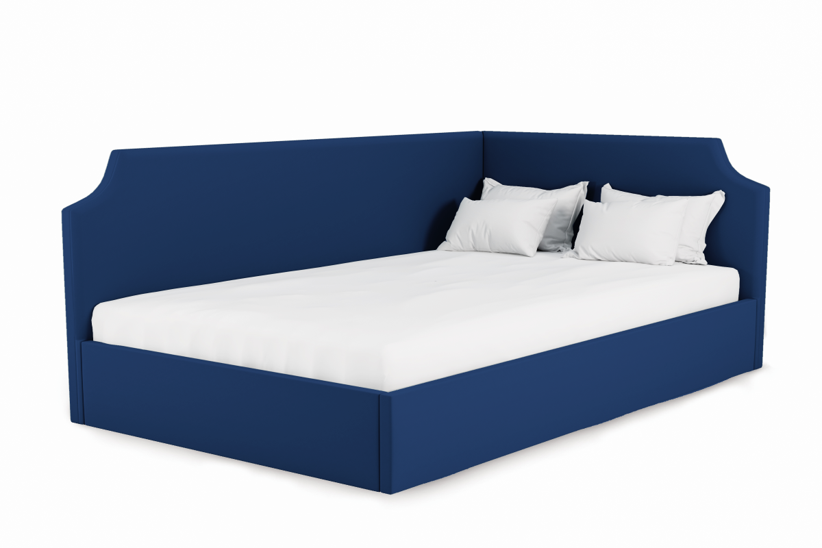 Изображение товара Кровать с подъемным механизмом Costa Джуниор 130x100x213 см правый угол Велюр цвет темно-синий Yun1220R26v