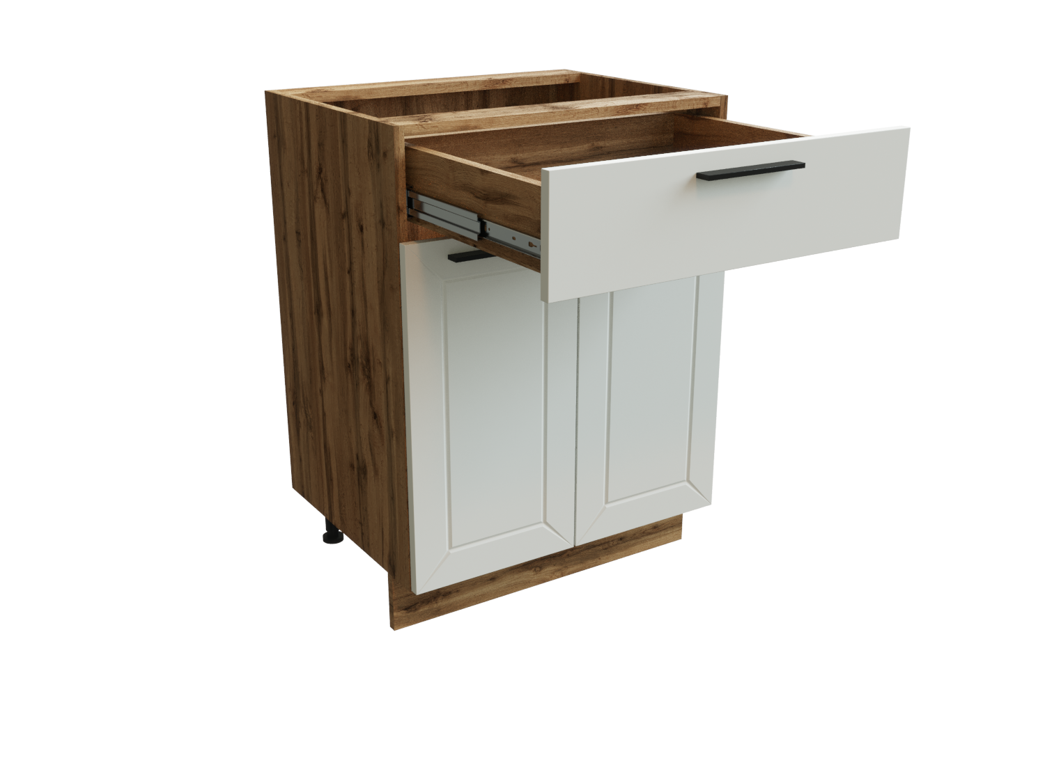 Изображение товара Напольный шкаф Глетчер нижний 60x81.60x47.80 см 1 ящик фасад белый ЛДСП каркас дуб вотан ЛДСП Сурская Мебель