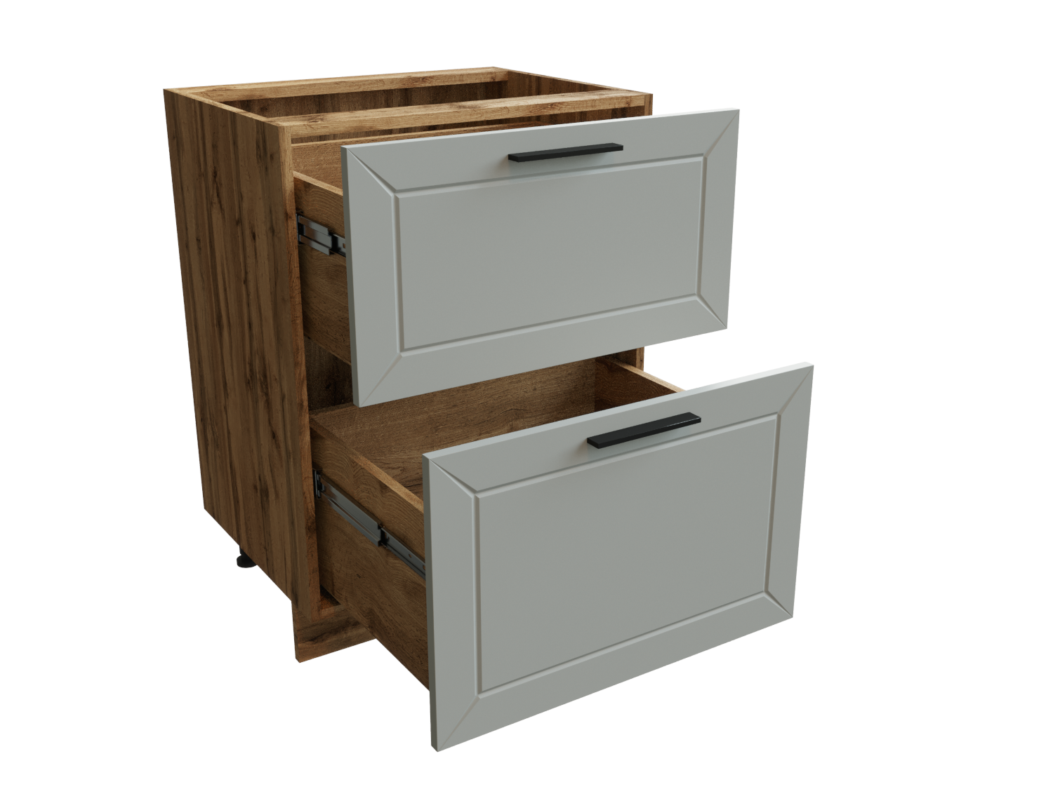 Изображение товара Напольный шкаф Глетчер нижний 60x81.60x47.80 см 2 ящика фасад белый МДФ каркас дуб вотан ЛДСП Сурская Мебель