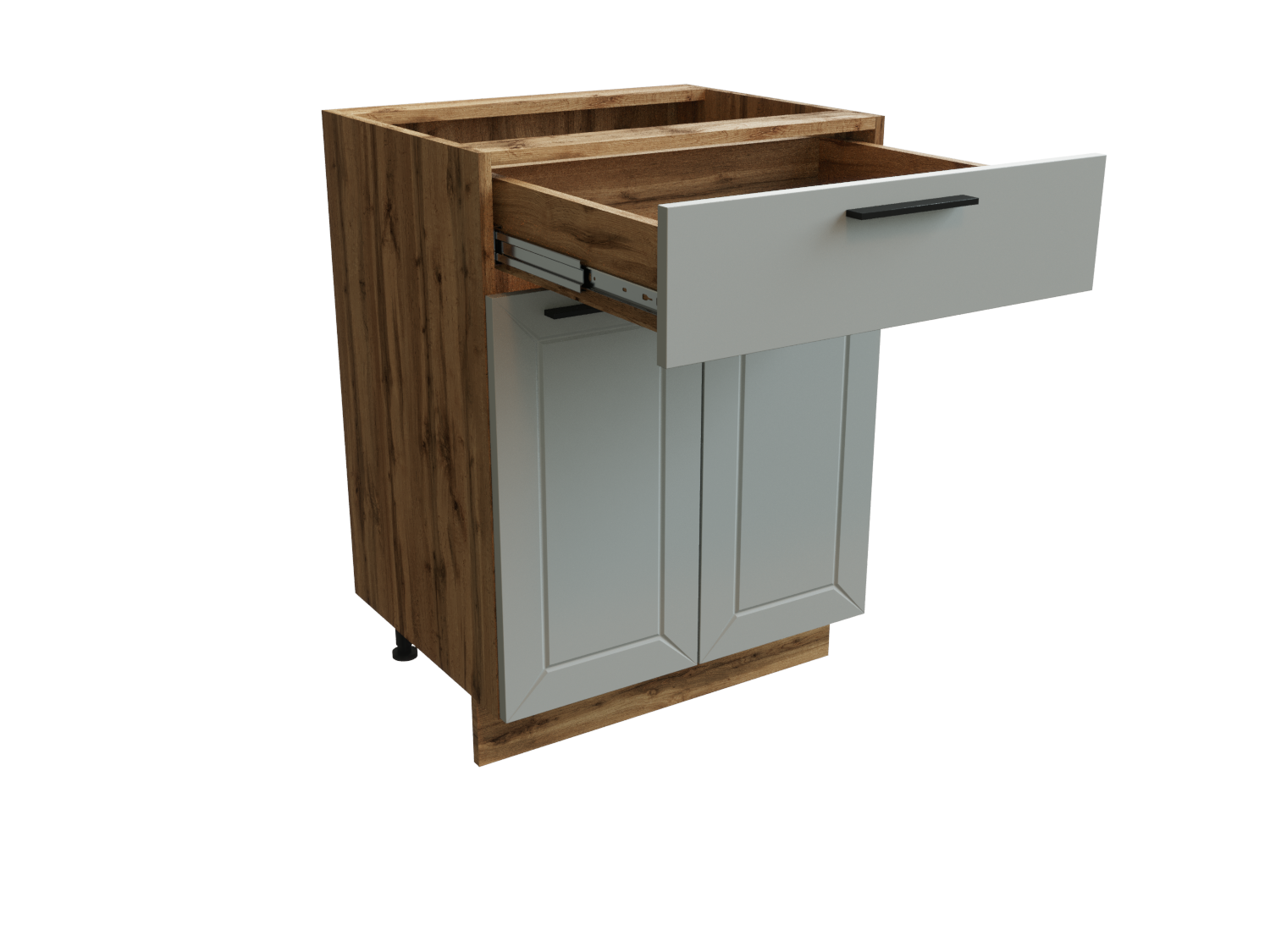 Изображение товара Напольный шкаф Глетчер нижний 60x81.60x47.80 см 1 ящик фасад белый МДФ каркас дуб вотан ЛДСП Сурская Мебель