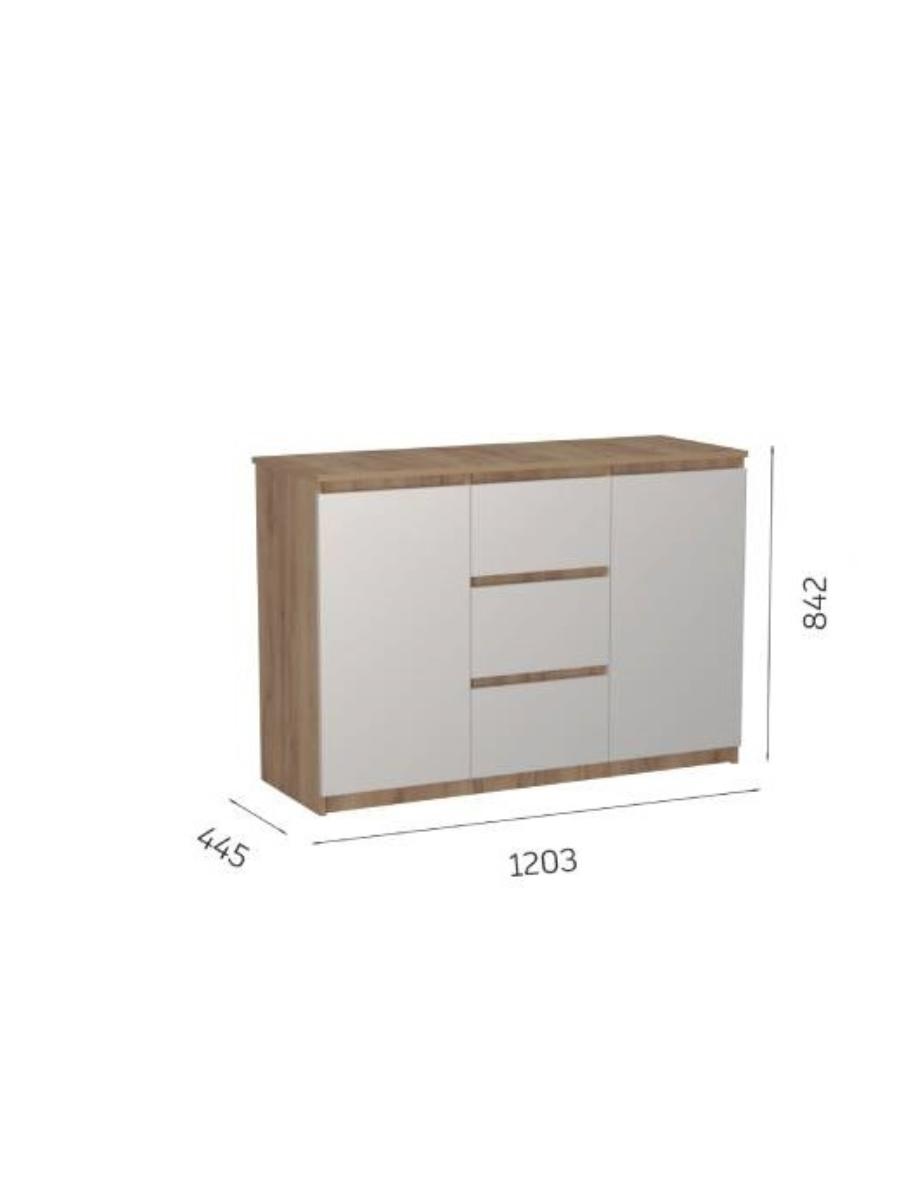 Изображение товара Комод Модерн 6 ящиков 120x44x109 см ЛДСП цвет дуб крафт золотой