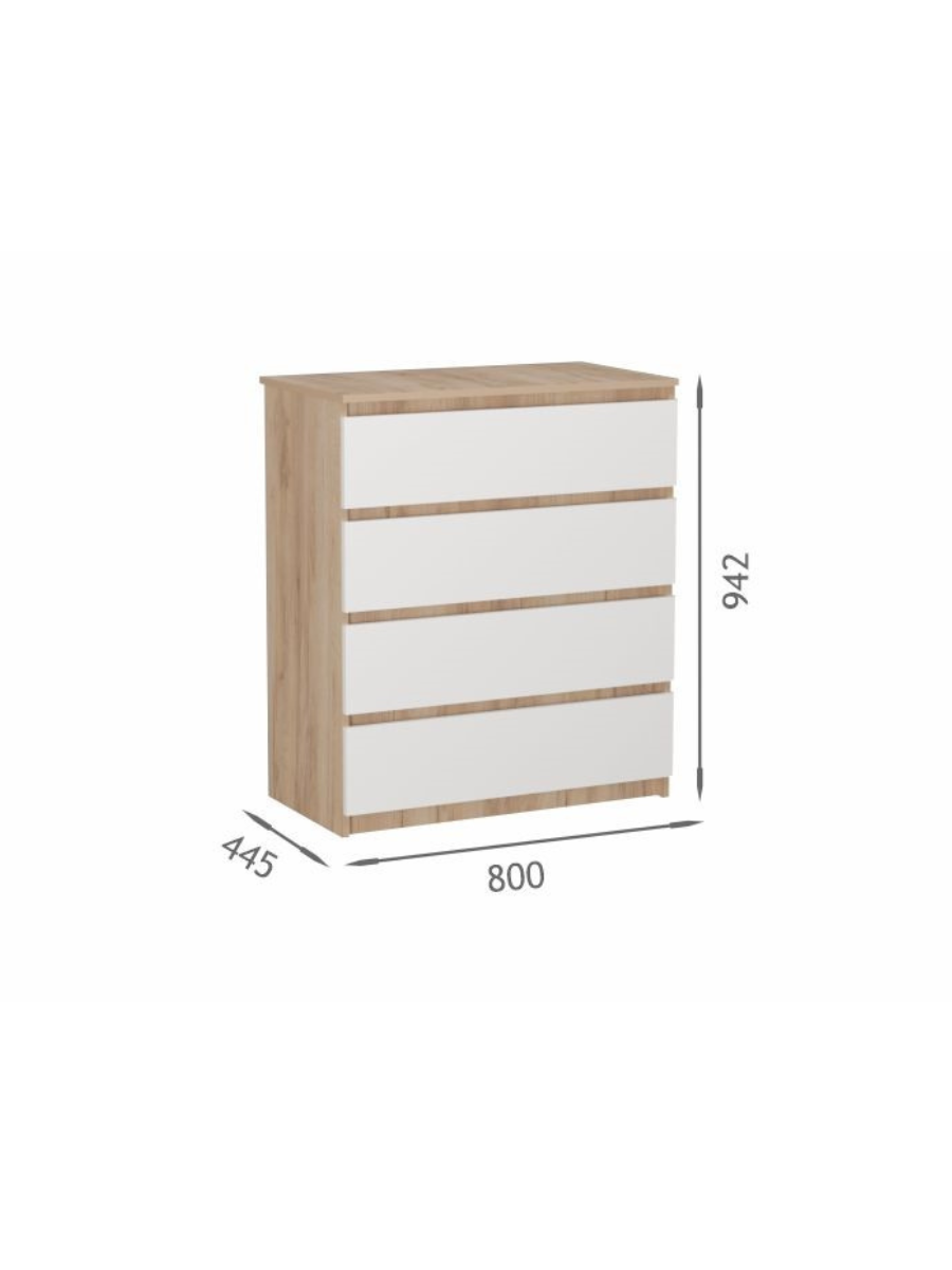 Изображение товара Комод Модерн 4 ящика 80x44x94 см ЛДСП цвет дуб крафт золотой