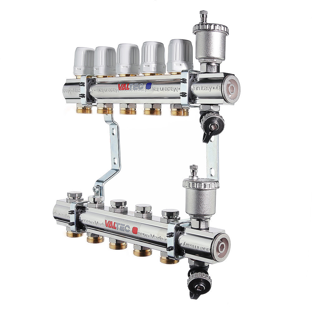 Изображение товара Коллекторная группа для теплого пола Valtec 1x3/4" 5 выходов латунь Евроконус