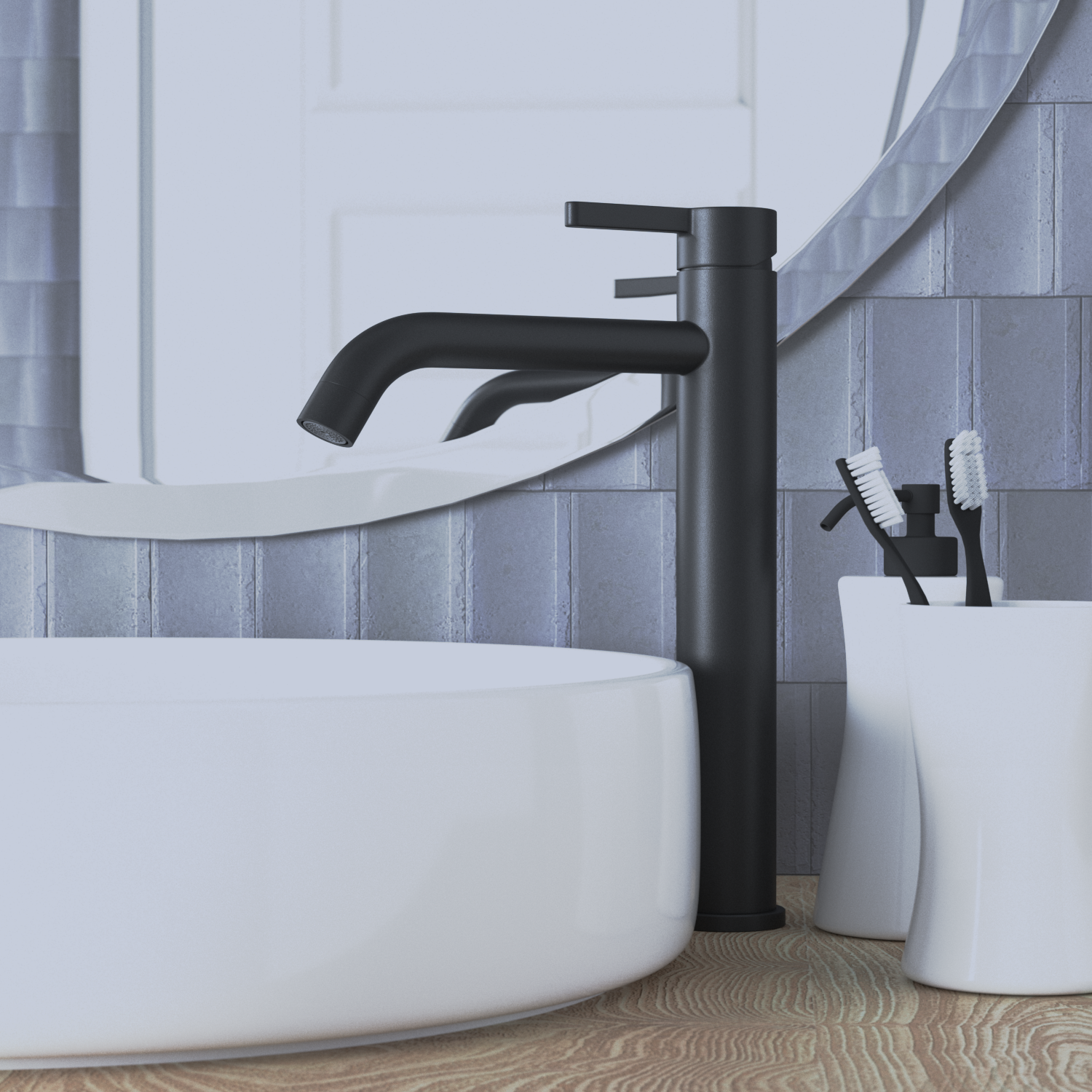 Изображение товара Смеситель для раковины Voda Vessel black VSL25B однорычажный высокий цвет черный