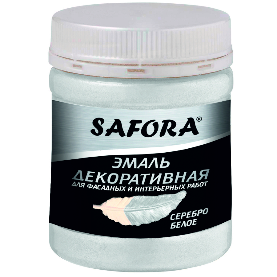 Изображение товара Эмаль Safora с маркировкой 1-Э ЭМ100/1 перламутровая цвет белое серебро 0.2 кг