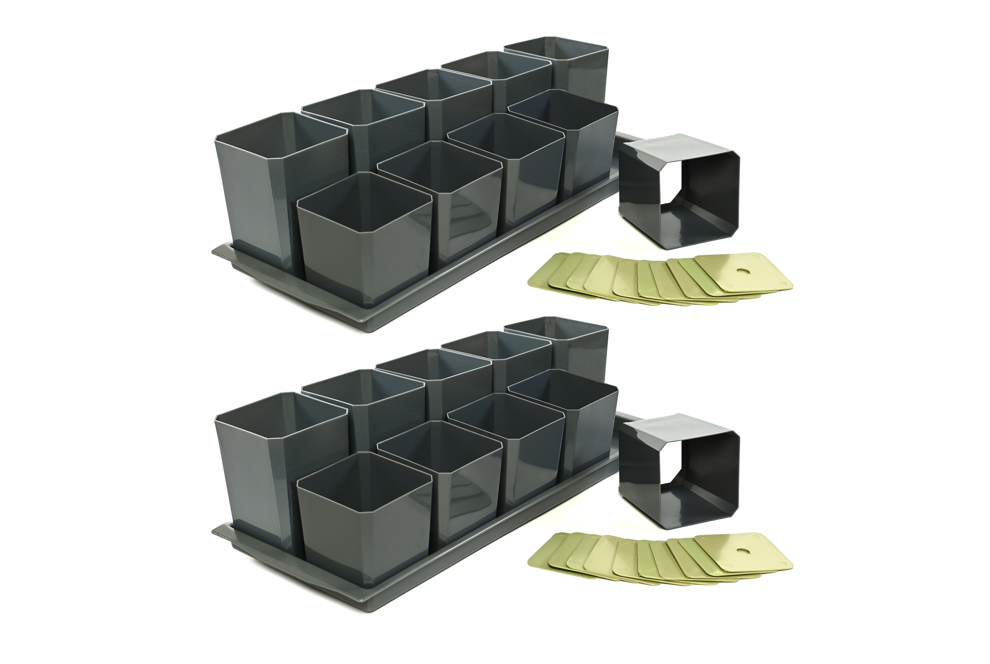 Изображение товара Набор горшков для рассады Пеликан, 10 шт, 0.75/0.5 л, серый