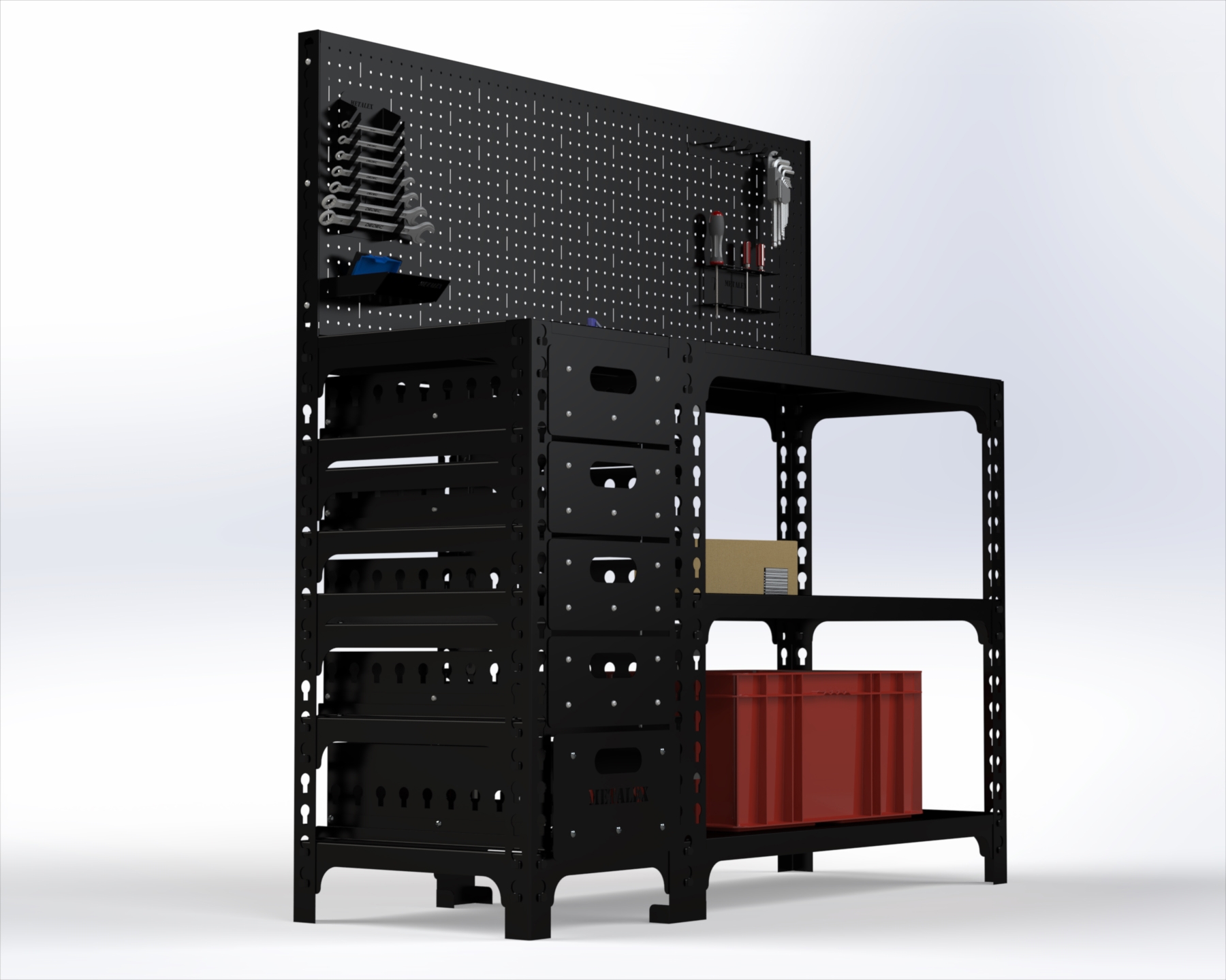 Изображение товара Стол-верстак Metalex 117314 с тумбой и аксессуарами 950х1000х500 мм Россия
