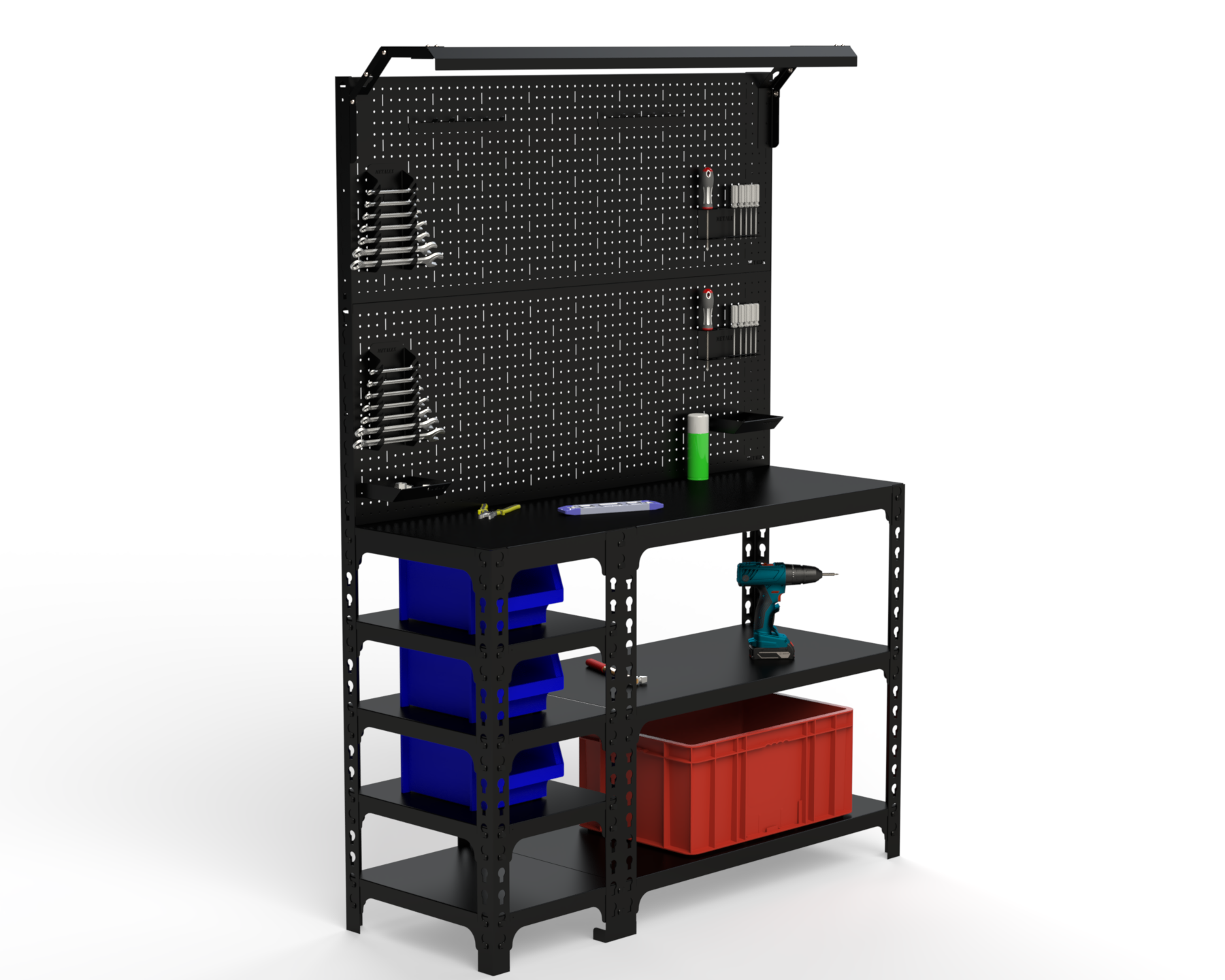 Изображение товара Стол-верстак Metalex Sun 117373 950x1300 мм с освещением и полками
