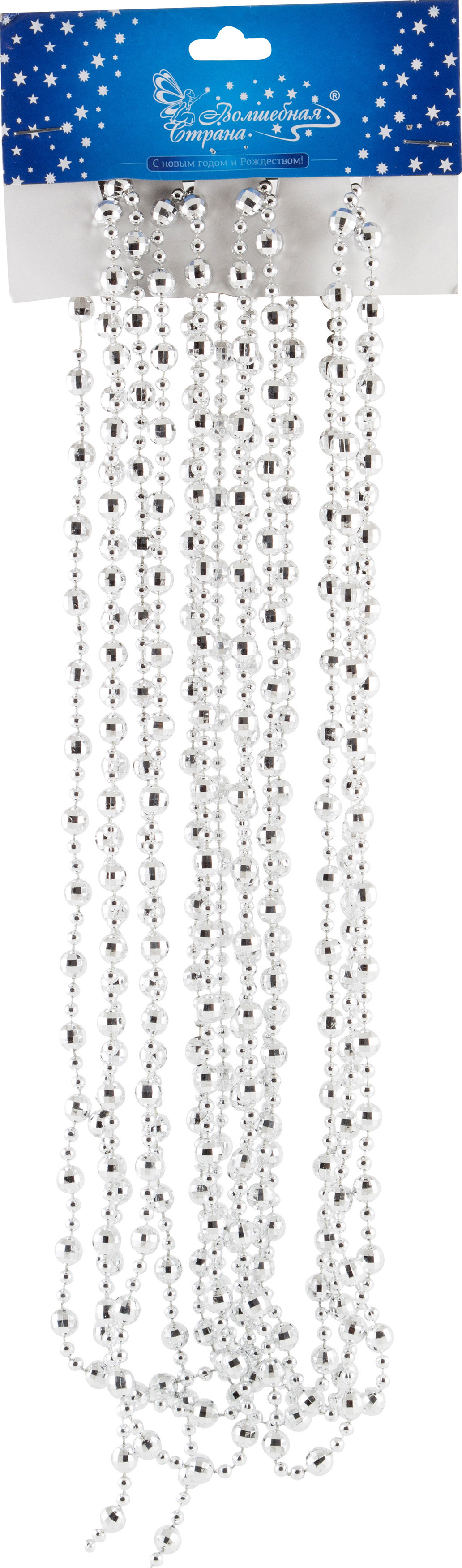 Изображение товара Бусы Волшебная страна 104074 Серебристые длиной 540см пластиковые